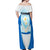 Nicaragua National Emblem Off Shoulder Maxi Dress with White Flor de Sacuanjoche and Blue Gradient Design - Wonder Print Shop