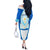 Nicaragua National Emblem Off The Shoulder Long Sleeve Dress with White Flor de Sacuanjoche and Blue Gradient Design - Wonder Print Shop