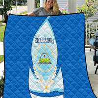Nicaragua National Emblem Quilt with White Flor de Sacuanjoche and Blue Gradient Design - Wonder Print Shop