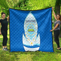 Nicaragua National Emblem Quilt with White Flor de Sacuanjoche and Blue Gradient Design - Wonder Print Shop