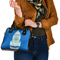 Nicaragua National Emblem Shoulder Handbag with White Flor de Sacuanjoche and Blue Gradient Design - Wonder Print Shop