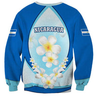 Nicaragua National Emblem Sweatshirt with White Flor de Sacuanjoche and Blue Gradient Design - Wonder Print Shop