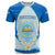 Nicaragua National Emblem T Shirt with White Flor de Sacuanjoche and Blue Gradient Design - Wonder Print Shop