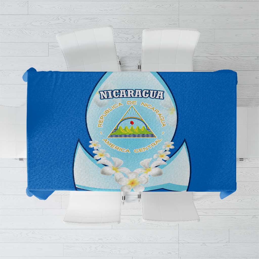 Nicaragua National Emblem Tablecloth with White Flor de Sacuanjoche and Blue Gradient Design - Wonder Print Shop