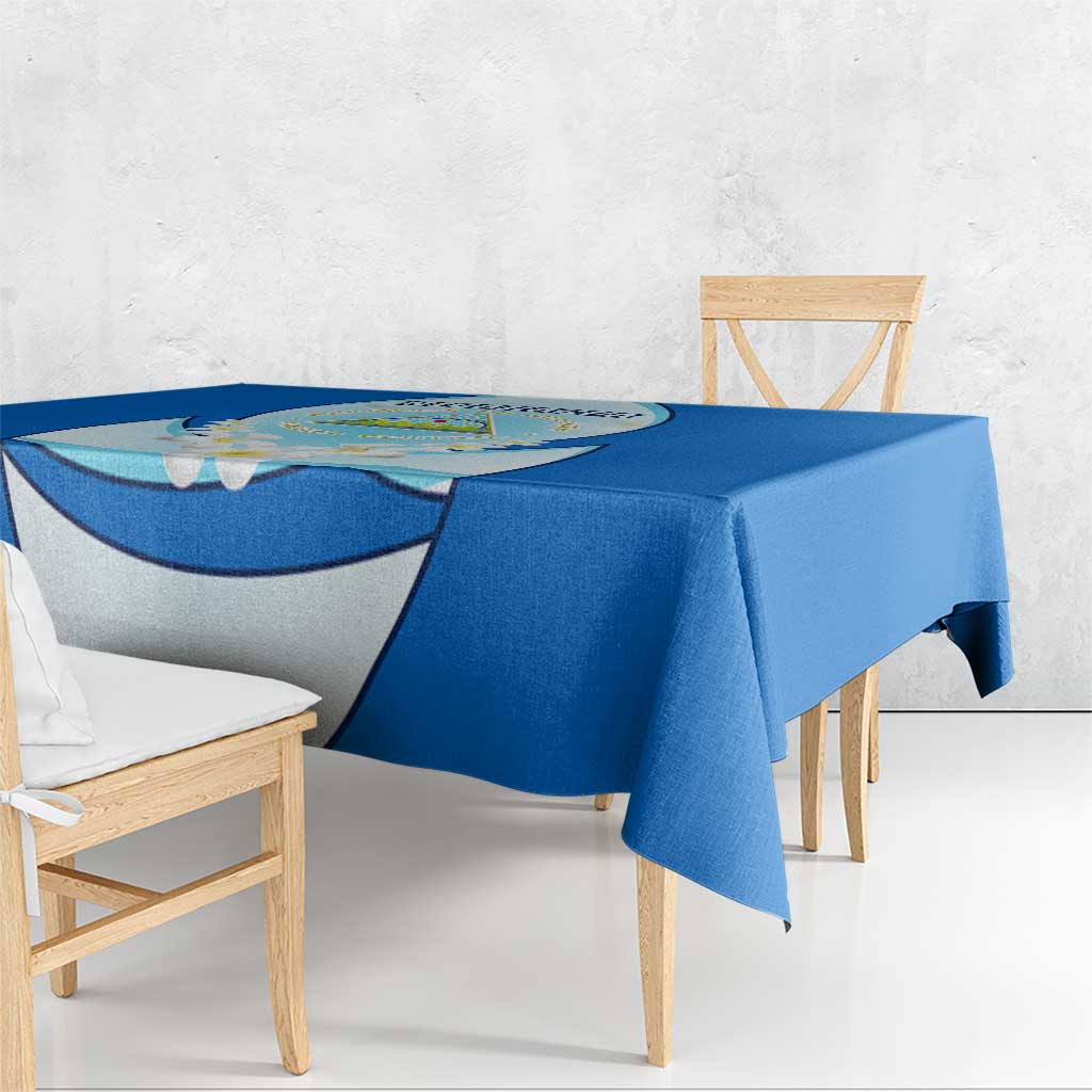 Nicaragua National Emblem Tablecloth with White Flor de Sacuanjoche and Blue Gradient Design - Wonder Print Shop