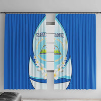 Nicaragua National Emblem Window Curtain with White Flor de Sacuanjoche and Blue Gradient Design - Wonder Print Shop