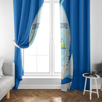 Nicaragua National Emblem Window Curtain with White Flor de Sacuanjoche and Blue Gradient Design - Wonder Print Shop