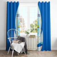 Nicaragua National Emblem Window Curtain with White Flor de Sacuanjoche and Blue Gradient Design - Wonder Print Shop