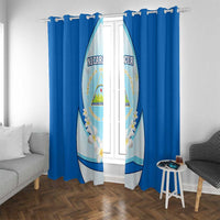 Nicaragua National Emblem Window Curtain with White Flor de Sacuanjoche and Blue Gradient Design - Wonder Print Shop