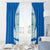 Nicaragua National Emblem Window Curtain with White Flor de Sacuanjoche and Blue Gradient Design - Wonder Print Shop