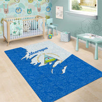 Nicaragua Flag Ripped Effect Area Rug with National Emblem and Floral Pattern Design - Wonder Print Shop