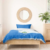 Nicaragua Flag Ripped Effect Bedding Set with National Emblem and Floral Pattern Design - Wonder Print Shop