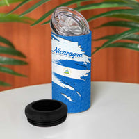Nicaragua Flag Ripped Effect 4 in 1 Can Cooler Tumbler with National Emblem and Floral Pattern Design - Wonder Print Shop