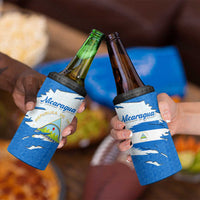 Nicaragua Flag Ripped Effect 4 in 1 Can Cooler Tumbler with National Emblem and Floral Pattern Design - Wonder Print Shop