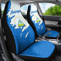 Nicaragua Flag Ripped Effect Car Seat Cover with National Emblem and Floral Pattern Design - Wonder Print Shop