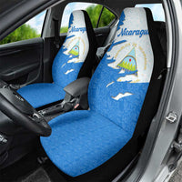 Nicaragua Flag Ripped Effect Car Seat Cover with National Emblem and Floral Pattern Design - Wonder Print Shop