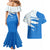 Nicaragua Flag Ripped Effect Couples Matching Mermaid Dress and Hawaiian Shirt with National Emblem and Floral Pattern Design - Wonder Print Shop