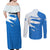 Nicaragua Flag Ripped Effect Couples Matching Off Shoulder Maxi Dress and Long Sleeve Button Shirt with National Emblem and Floral Pattern Design - Wonder Print Shop