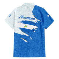 Nicaragua Flag Ripped Effect Family Matching Mermaid Dress and Hawaiian Shirt with National Emblem and Floral Pattern Design - Wonder Print Shop