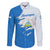 Nicaragua Flag Ripped Effect Family Matching Off The Shoulder Long Sleeve Dress and Hawaiian Shirt with National Emblem and Floral Pattern Design - Wonder Print Shop