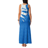 Nicaragua Flag Ripped Effect Family Matching Tank Maxi Dress and Hawaiian Shirt with National Emblem and Floral Pattern Design - Wonder Print Shop