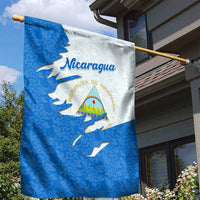 Nicaragua Flag Ripped Effect Garden Flag with National Emblem and Floral Pattern Design - Wonder Print Shop