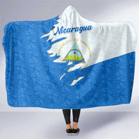 Nicaragua Flag Ripped Effect Hooded Blanket with National Emblem and Floral Pattern Design - Wonder Print Shop