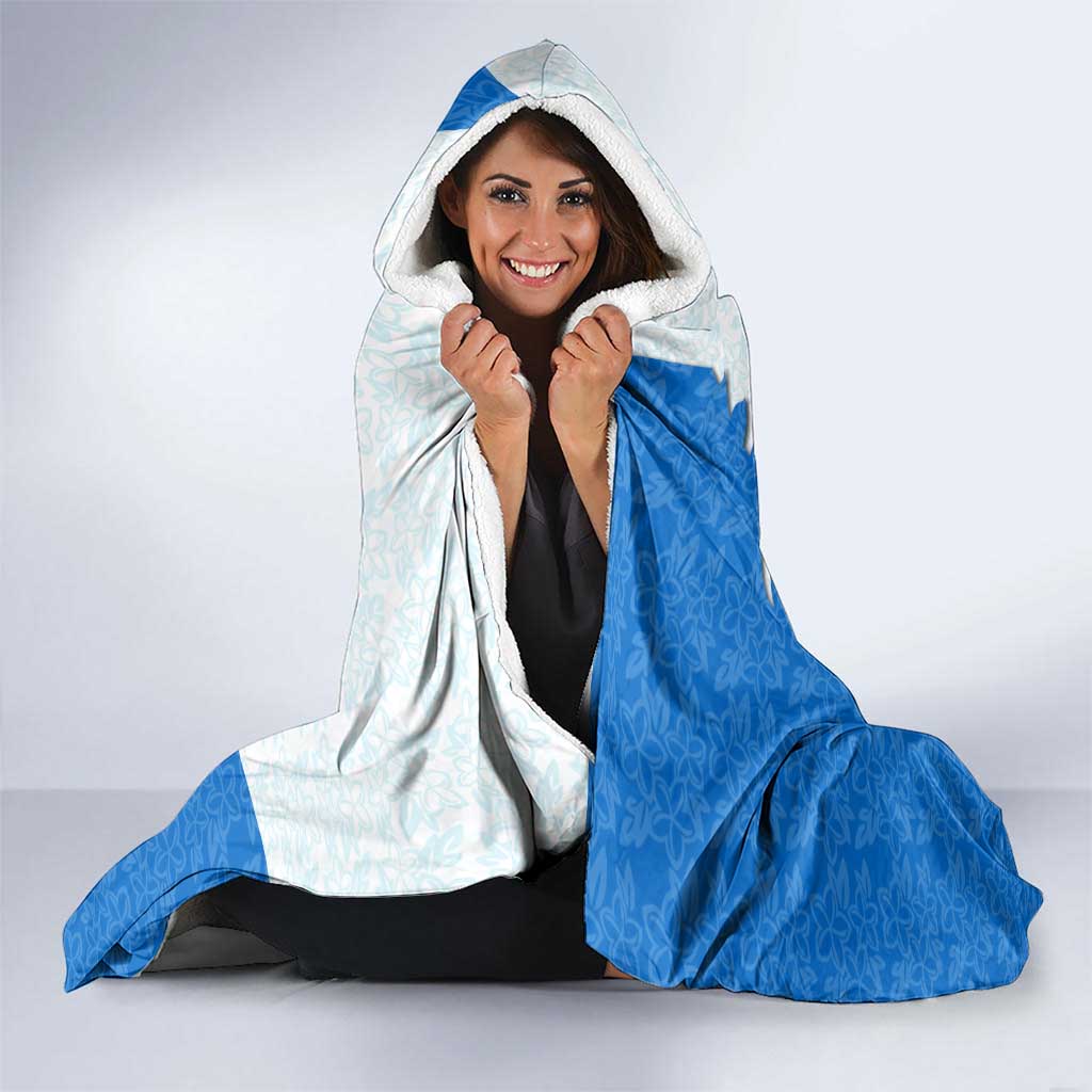 Nicaragua Flag Ripped Effect Hooded Blanket with National Emblem and Floral Pattern Design - Wonder Print Shop