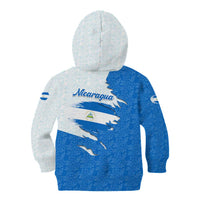 Nicaragua Flag Ripped Effect Kid Hoodie with National Emblem and Floral Pattern Design - Wonder Print Shop