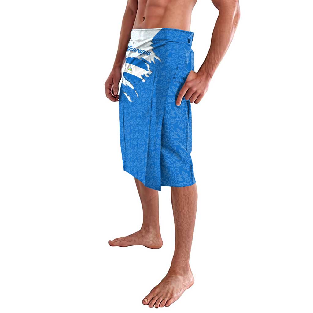 Nicaragua Flag Ripped Effect Lavalava with National Emblem and Floral Pattern Design - Wonder Print Shop