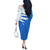 Nicaragua Flag Ripped Effect Off The Shoulder Long Sleeve Dress with National Emblem and Floral Pattern Design - Wonder Print Shop