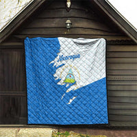 Nicaragua Flag Ripped Effect Quilt with National Emblem and Floral Pattern Design - Wonder Print Shop