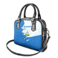 Nicaragua Flag Ripped Effect Shoulder Handbag with National Emblem and Floral Pattern Design - Wonder Print Shop