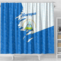 Nicaragua Flag Ripped Effect Shower Curtain with National Emblem and Floral Pattern Design - Wonder Print Shop
