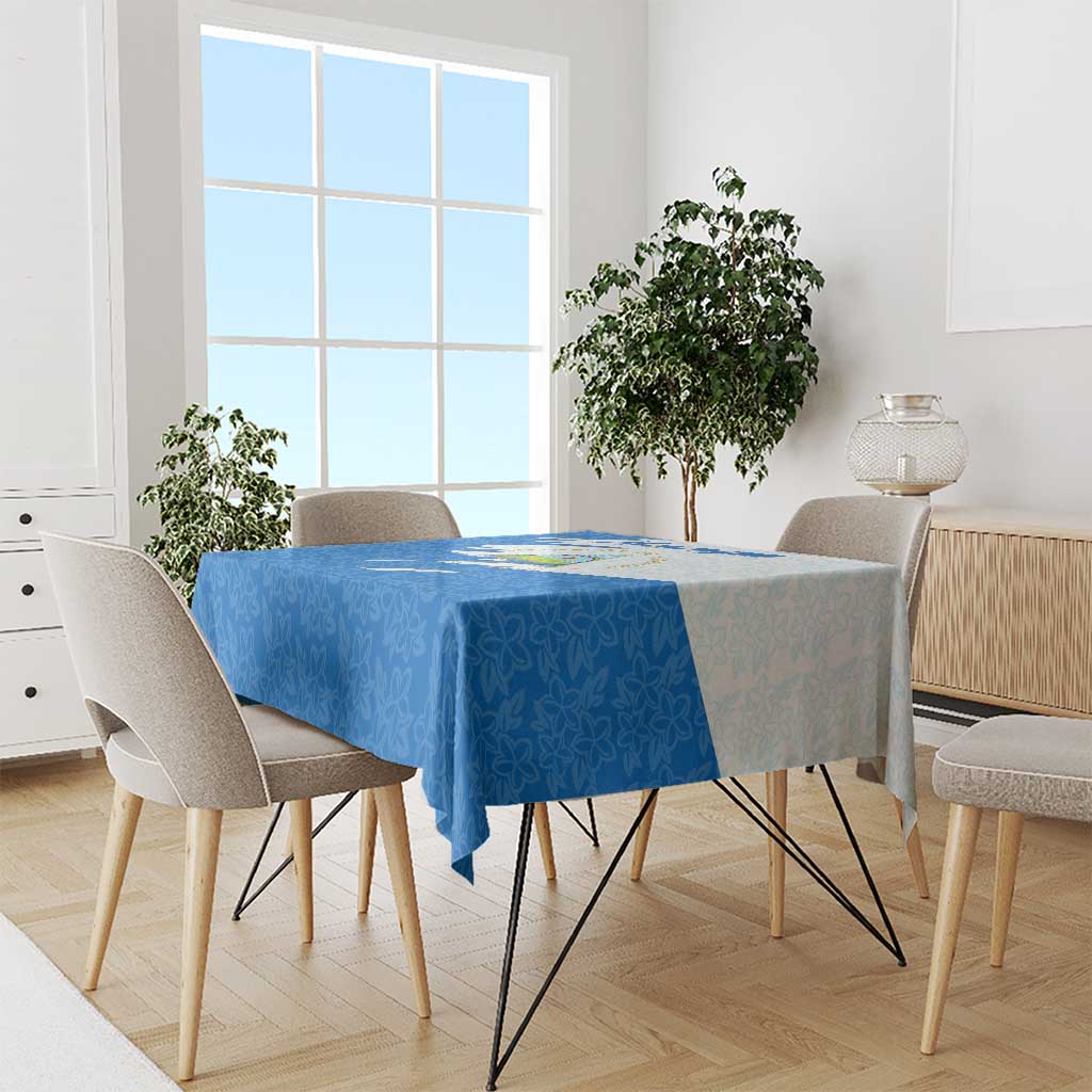 Nicaragua Flag Ripped Effect Tablecloth with National Emblem and Floral Pattern Design - Wonder Print Shop