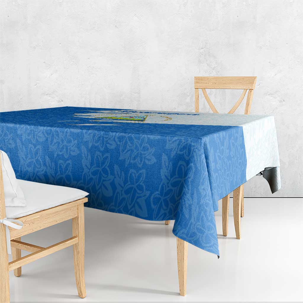 Nicaragua Flag Ripped Effect Tablecloth with National Emblem and Floral Pattern Design - Wonder Print Shop