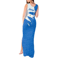 Nicaragua Flag Ripped Effect Tank Maxi Dress with National Emblem and Floral Pattern Design - Wonder Print Shop