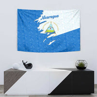 Nicaragua Flag Ripped Effect Tapestry with National Emblem and Floral Pattern Design - Wonder Print Shop