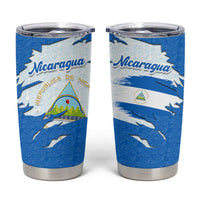 Nicaragua Flag Ripped Effect Tumbler Cup with National Emblem and Floral Pattern Design - Wonder Print Shop