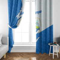 Nicaragua Flag Ripped Effect Window Curtain with National Emblem and Floral Pattern Design - Wonder Print Shop