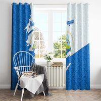 Nicaragua Flag Ripped Effect Window Curtain with National Emblem and Floral Pattern Design - Wonder Print Shop