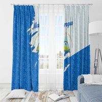 Nicaragua Flag Ripped Effect Window Curtain with National Emblem and Floral Pattern Design - Wonder Print Shop