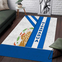 Nicaragua Cultural Art Area Rug with Blue White Stripes and Indigenous Motif Design - Wonder Print Shop