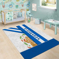 Nicaragua Cultural Art Area Rug with Blue White Stripes and Indigenous Motif Design - Wonder Print Shop