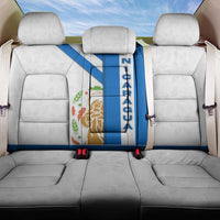 Nicaragua Cultural Art Back Car Seat Cover with Blue White Stripes and Indigenous Motif Design - Wonder Print Shop