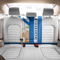 Nicaragua Cultural Art Back Car Seat Cover with Blue White Stripes and Indigenous Motif Design - Wonder Print Shop