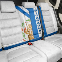 Nicaragua Cultural Art Back Car Seat Cover with Blue White Stripes and Indigenous Motif Design - Wonder Print Shop