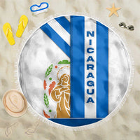 Nicaragua Cultural Art Beach Blanket with Blue White Stripes and Indigenous Motif Design - Wonder Print Shop