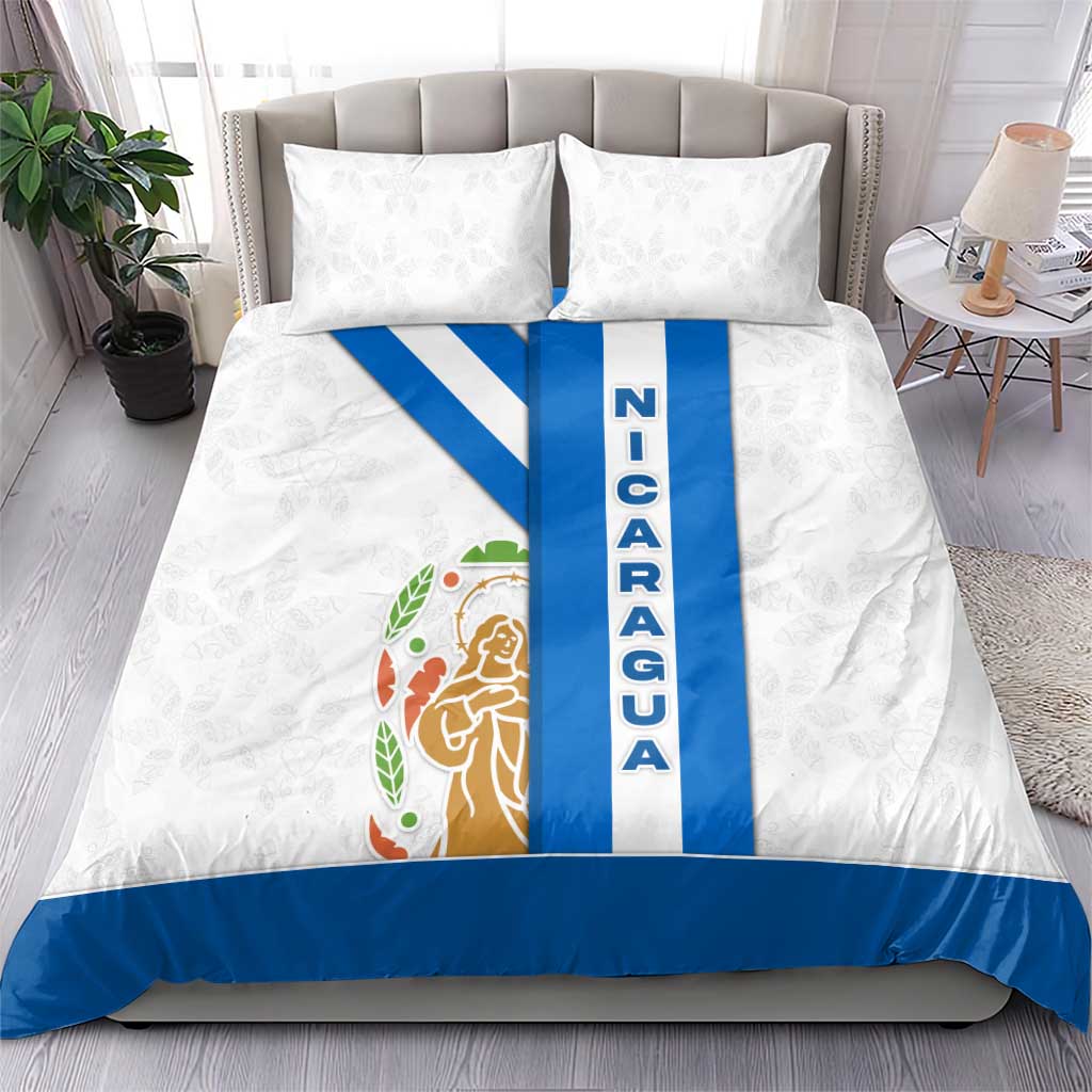 Nicaragua Cultural Art Bedding Set with Blue White Stripes and Indigenous Motif Design - Wonder Print Shop