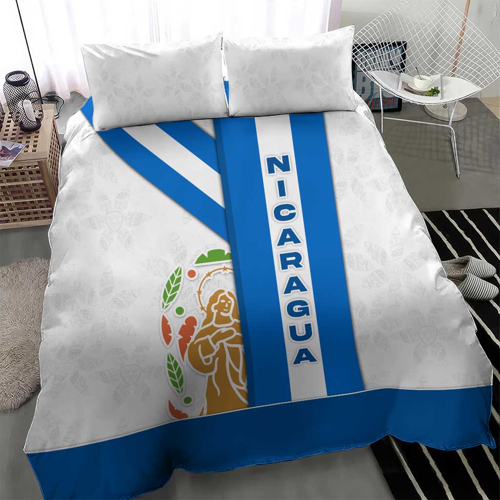 Nicaragua Cultural Art Bedding Set with Blue White Stripes and Indigenous Motif Design - Wonder Print Shop
